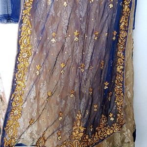 Partywear Zarki Wark Gown Pajami With Net Dupatta