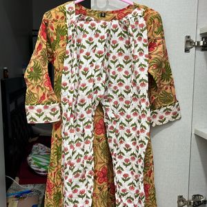 Pure Cotton Full Flare Anarkali 2 Piece Suit Set