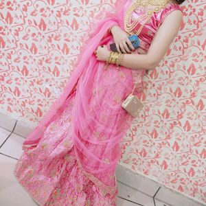 Pink Satin Lehenga