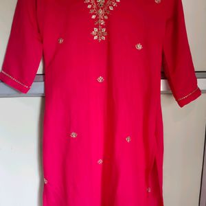 Rose Pink Colour Kurta Set With Dupatta