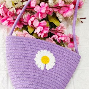 Cutest lavender Jute Sling Bag