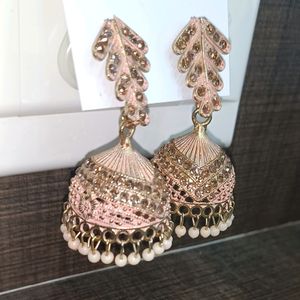 Leaf Jhumka With Stones And Beads