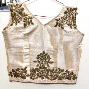 Embroidered Traditional Silk Blouse with Floral