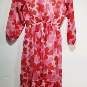 Floral Red Dress/korean