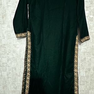 Bottle Green Fine Velvet Kurti