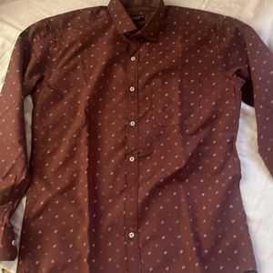 Shirt Brown With Design Size L 40