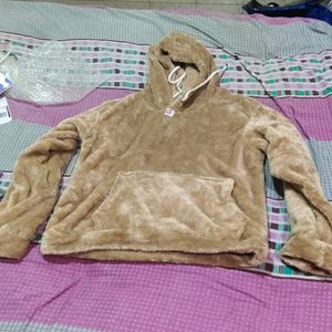 Women Crop Top Fur Hoody Winters