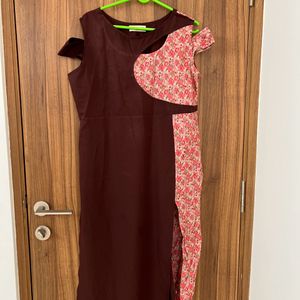 Brown Designer Kurta With Hanging Sleeves