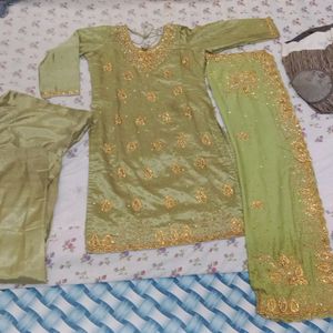 Mehndi Color Heavy Work Suit