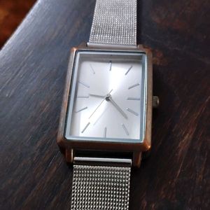 Wrist Watch In Matte Silver Finish