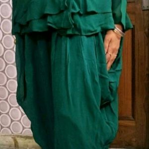 Green Peplum Dhoti Coord Set