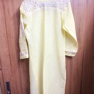 Beautiful Yellow Cotton Chikankari Kurta