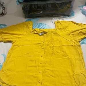 Yellow Top With Square Neck