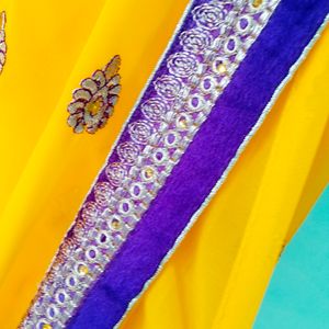 💥Yellow 💛 with Purple 💜 Border Saree