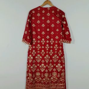 Red Printed Kurta (Women's)