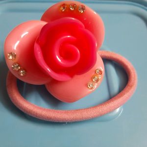 Hard Rose Flower Hair Rubber Band