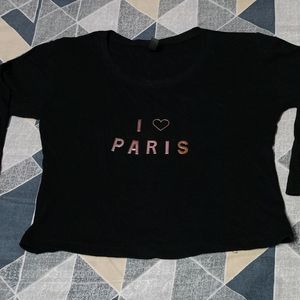 Black Crop Tshirt For Women