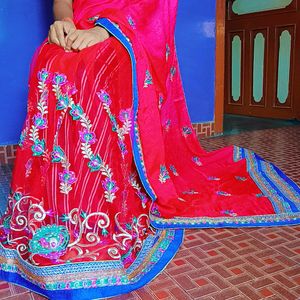 Red Party Wear Saree