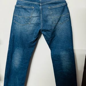 Blue Branded Straight Jeans