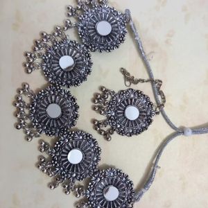 Oxidized Necklace With Tikka