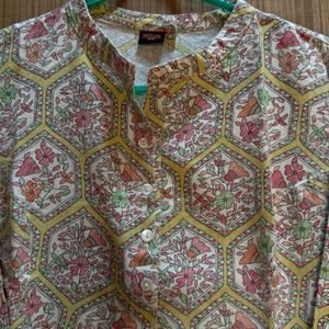 Multicolour Stylish Pattern Chinese Collar Tunic