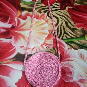 pink hand made sling bag for women