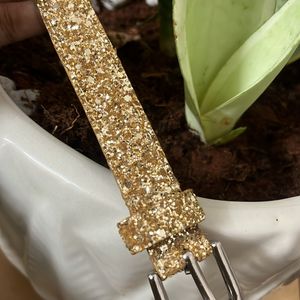 This Is A Gold Glittering Belt With Best Leather