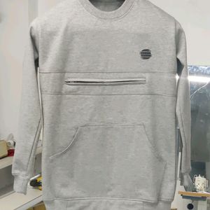 Big Pocket Grey Color Fleece Sweatshirt