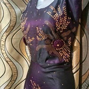 Purple Silk Ethnic Gown