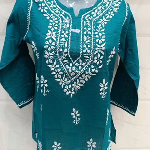 Lakhnavi Hand Embroidery Short Kurti