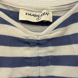 Brand New White Blue Striped Fit N Flare Dress