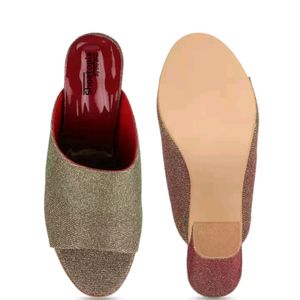 SHOETOPIA Women Copper Woven Design Mules 👠