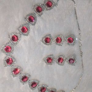 American Diamond Ruby Necklace