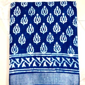 New Indigo Cotton Linen Saree