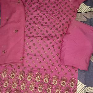 Pink Embroidered Suit For Festive On Eid