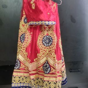 Red Heavy Work Lehenga