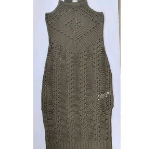 Olive color crochet dress