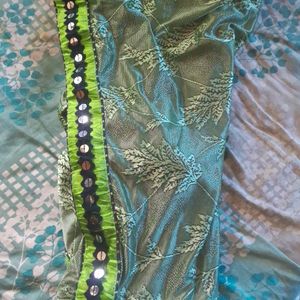 Attractive Green Mirror Design Border Saree