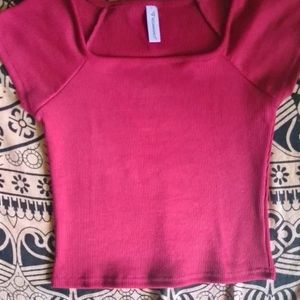 A Casual Maroon Crop Top