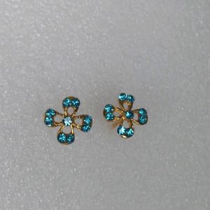 Sky Blue  Flower Stone Stud