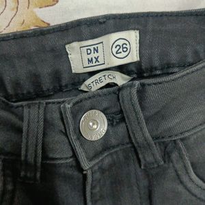 High Waist Stylish Black Jeans With Buttons