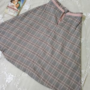 Plaid A-line Midi Skirt