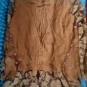 Brown Sweater Lace Dress