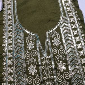 Neck Embroidery Patches Combo Of 2 Mehendi Green