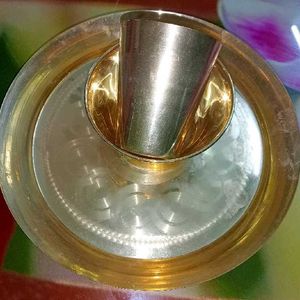 Brand New Brass Plate Glass And Bowl With Saree