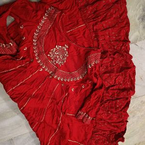 Red Attractive Anarkali Gown