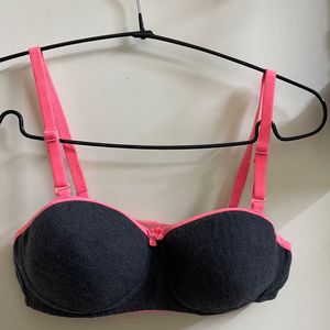 Grey Pink Padded Bra 🎀