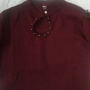 Maroon Korean Crop Top