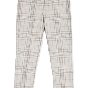 Off White Checked Formal Trouser