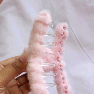 Fluffy Pink Claw Clip